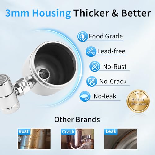 WINGSOL WINGSOL Stainless Steel Water Filter for Sink Faucet, NSF/ANSI 42 & 53, 360° Rotating Tap Purifier Reduces PFAS, Lead, Chlorine & Microplastics, 350 Gallons Long-Lasting for Kitchen & Bathroom - Image 2