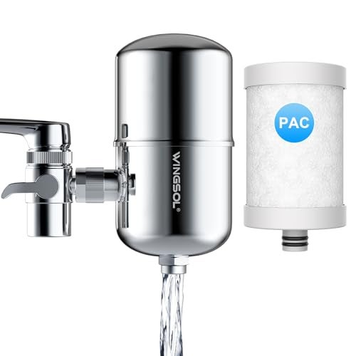 WINGSOL WINGSOL Stainless Steel Water Filter for Sink Faucet, NSF/ANSI 42 & 53, 360° Rotating Tap Purifier Reduces PFAS, Lead, Chlorine & Microplastics, 350 Gallons Long-Lasting for Kitchen & Bathroom - Image 1