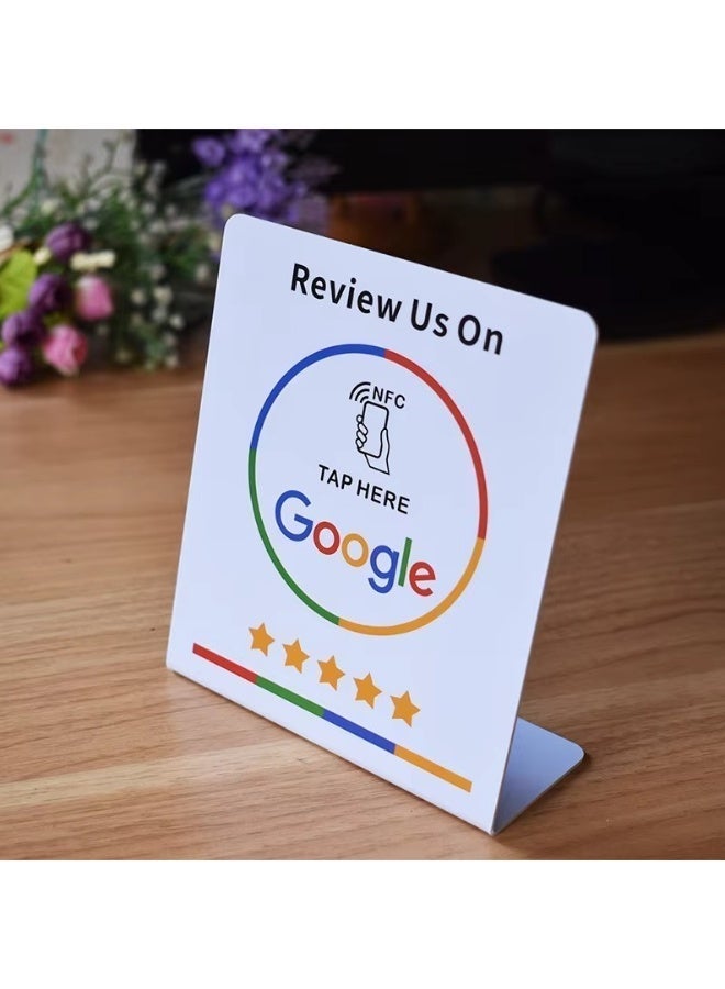 جوجل Googlé Review NFC Stand راجعنا عل Googlê | جاهز للتنشيط على الفور باستخدام عنوان URL الخاص بمراجعة Google - Image 1