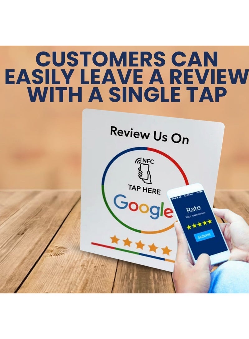 جوجل Googlé Review NFC Stand راجعنا عل Googlê | جاهز للتنشيط على الفور باستخدام عنوان URL الخاص بمراجعة Google - Image 2