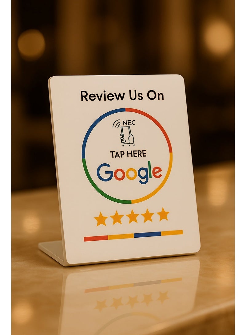 جوجل Googlé Review NFC Stand راجعنا عل Googlê | جاهز للتنشيط على الفور باستخدام عنوان URL الخاص بمراجعة Google - Image 3