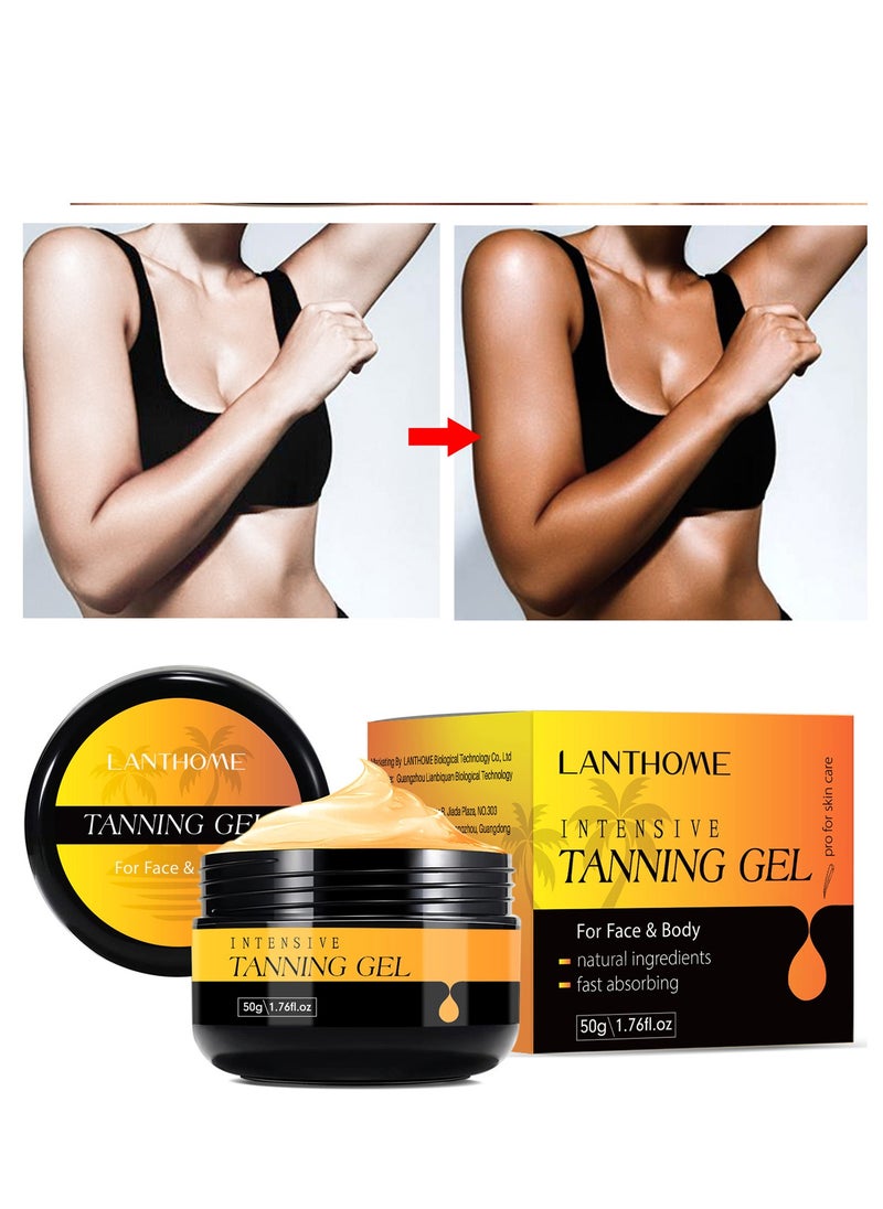 Lanthome جل تسمير مكثف، كريم تسمير بني ناعم، مهدئ، مغذي، لطيف، منعش، بشرة برونزية، تسمير صيفي  - Image 1