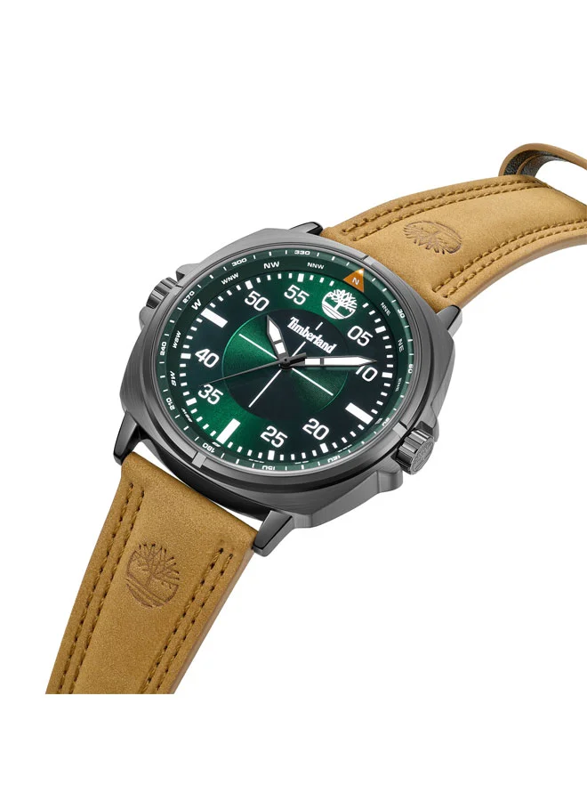 تمبرلاند Williston Green Dial Leather Strap Analog Watch for Men, 48mm