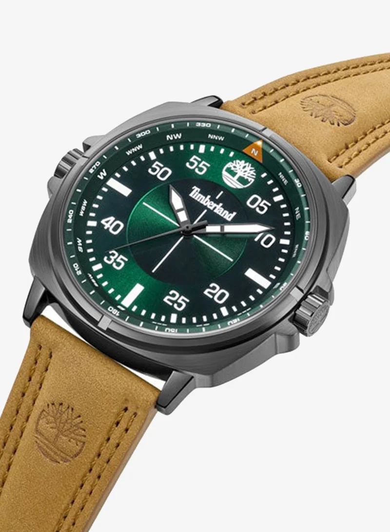 Timberland Williston Green Dial Leather Strap Analog Watch for Men, 48mm