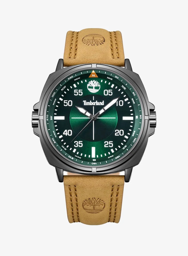 Timberland Williston Green Dial Leather Strap Analog Watch for Men, 48mm