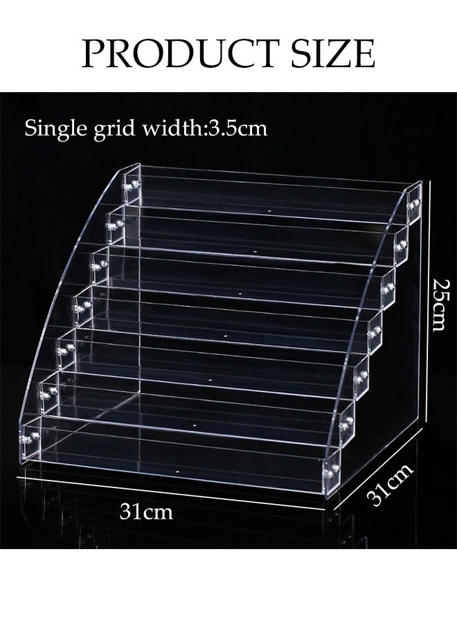 DUNISO 7-Layer Clear Nail Polish Display Holder， Nail Polish Rack, Multi-Layer Trapezoidal Cosmetics Lipstick Organizer, Desktop Display Stand, Suitable For Eyeshadow Palette, Powder Pad, Lipstick And Perfume Organization, Professional Nail Salon Makeup Table  - Image 2