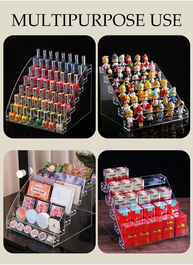 DUNISO - 7-Layer Clear Nail Polish Display Holder， Nail Polish Rack, Multi-Layer Trapezoidal Cosmetics Lipstick Organizer, Desktop Display Stand, Suitable For Eyeshadow Palette, Powder Pad, Lipstick And Perfume Organization, Professional Nail Salon Makeup Table - Image 1