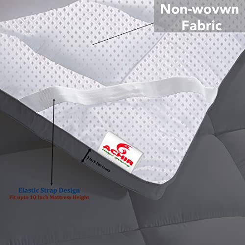 ACHIR 500 GSM Super Soft Microfiber Mattress Topper/Padding for Soft and Comfortable Sleep - Grey, (Queen XL, 66"x75"inch, 5.5ft x 6.25ft) - Image 5