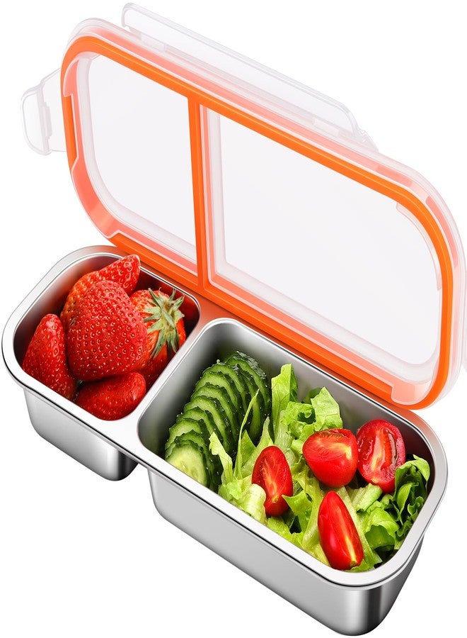 KTKUDY Stainless Steel Snack Container for Kids & Adults - Leek Proof Metal Bento Lunch Box with 2 Compartment - Lunchable Container for Daycare, School, Work, Travel - Stackable Bento Snack Box - Image 1