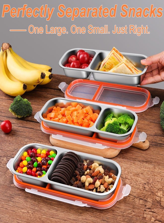 KTKUDY Stainless Steel Snack Container for Kids & Adults - Leek Proof Metal Bento Lunch Box with 2 Compartment - Lunchable Container for Daycare, School, Work, Travel - Stackable Bento Snack Box - Image 2