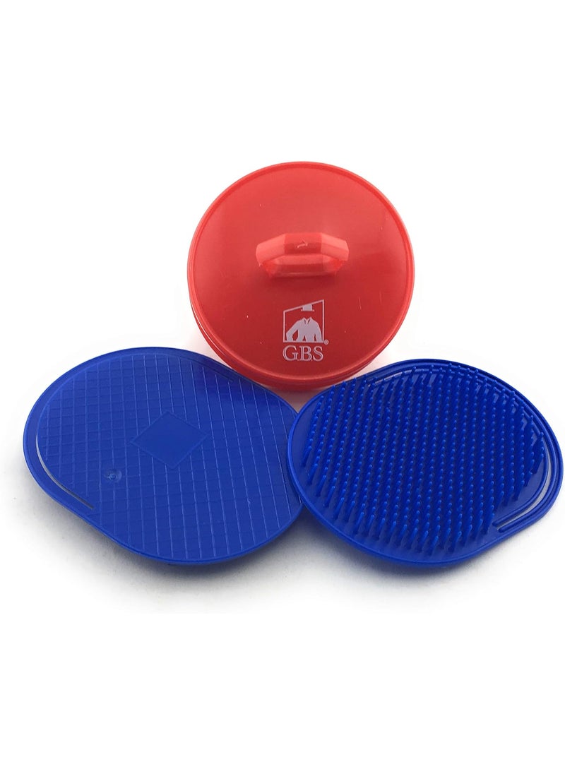 G.B.S GBS Soft Pocket Palm Brush Portable Hair Brush and Head Scratcher Use for Women Men Pets Easy to Hold Massager Hair Growth Durable Pack of 3 2 Blue Soft Pocket Palm Brush  1 Red Head Scrubber 