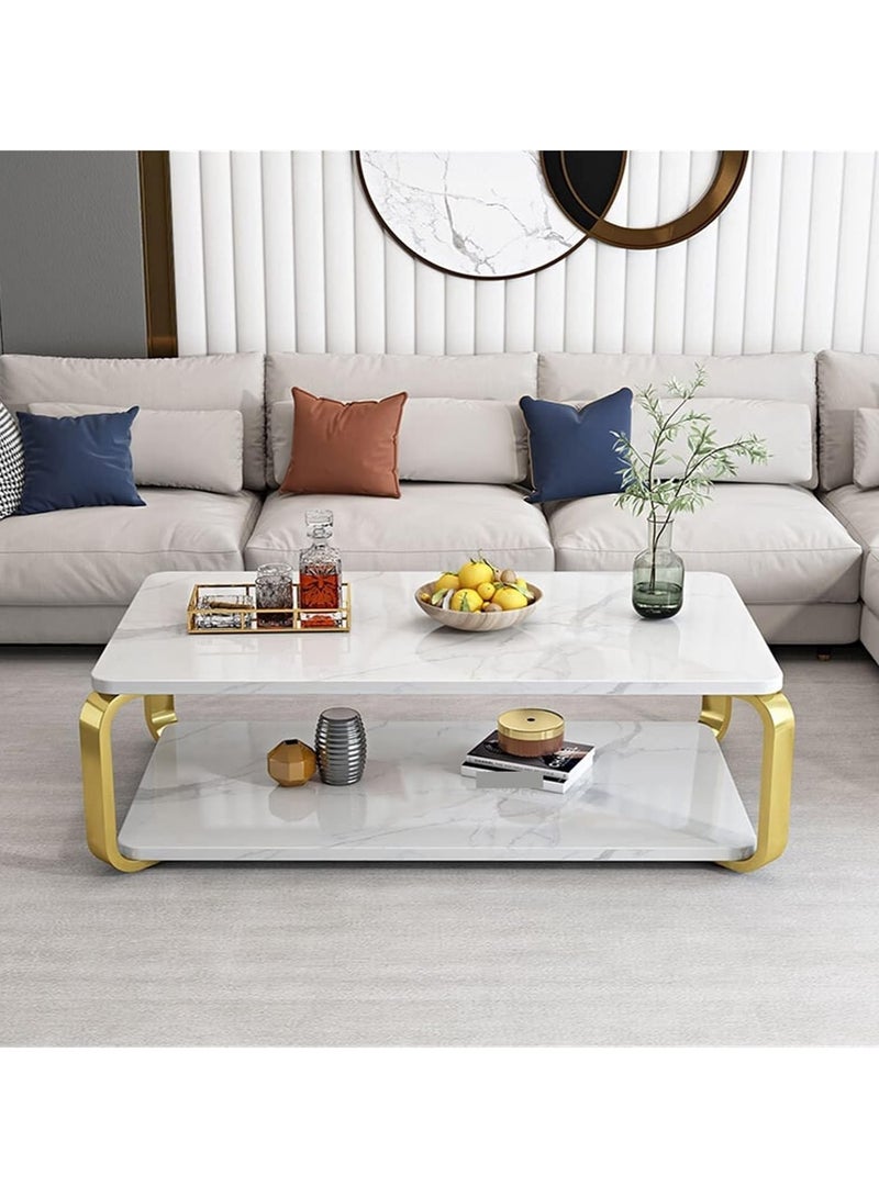 DubaiGallery Round Tea Table Living Room Coffee Tables Marble Texture Wooden Combination Furniture Durable Table