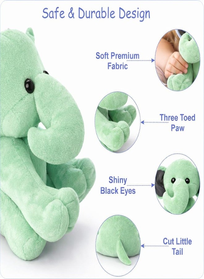 Aruvia Cute Jumbo Elephant Soft Toy 23cm X 30cm (Green) | Super Soft Washable Stuffed Animal for Kids 0-5 Years | Huggable Plush Toy | Ideal Gift for Girls/Babies, Made in India - Image 3