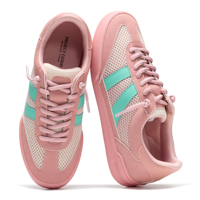 Project Cloud 100% Genuine Leather Casual Sneakers for Women - Memory Foam Insoles - Womens Shoes & Lightweight Women's Fashion Sneakers - Slip On Shoes for Women Footwear (Verdy,PKMULT,7) Pink