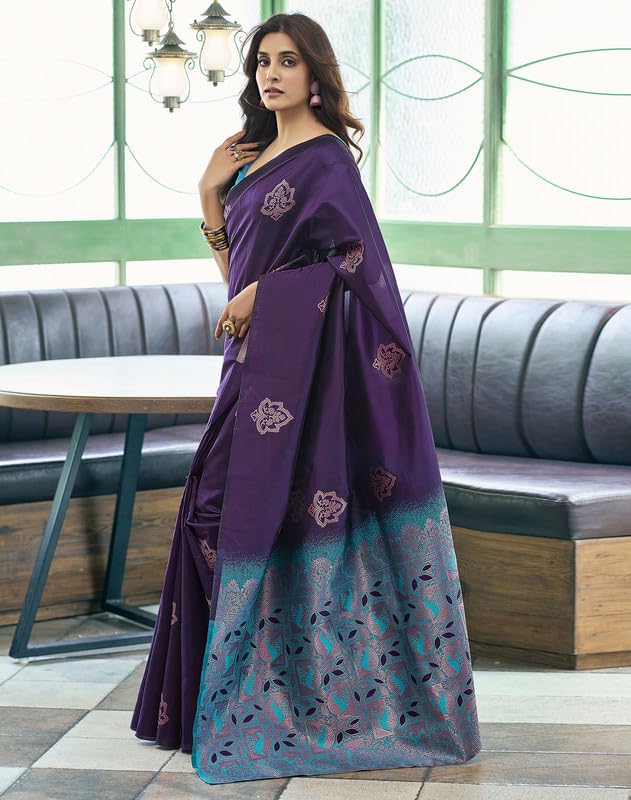 NoseQueen women fashion Multi-Colored banarasi silk saree | Cotton saree for farewell with UnStitched Blouse Piece - Image 2