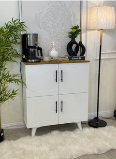 alimforyou Side Storage Cabinet, Multi-purpose Cabinet for Living Room, Office, Kitchen, Coffee Corner Cabinet, Storage Space with 4 Shelves Size 95*100*33cm  - Image 1