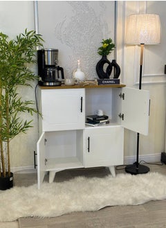 alimforyou Side Storage Cabinet, Multi-purpose Cabinet for Living Room, Office, Kitchen, Coffee Corner Cabinet, Storage Space with 4 Shelves Size 95*100*33cm  - Image 2