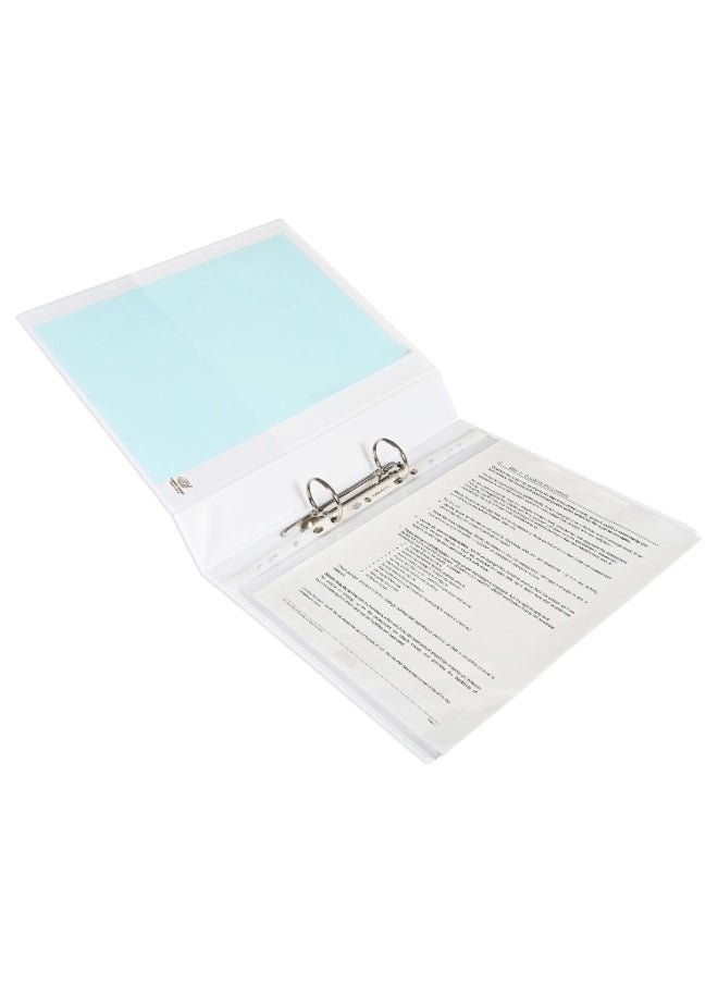 FIS Presentation Binder, 2[O] Ring Binder, Best Up to A4 Size Documents, 30mm Ring Size, 42mm Spine Size with Clear PVC Pocket for Easy Insert Your Label Design, White Color-FSBD230OPB  - Image 3