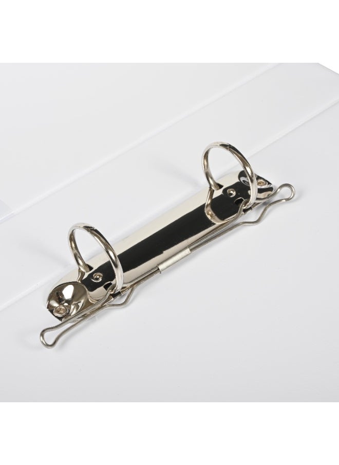 FIS Presentation Binder, 2[O] Ring Binder, Best Up to A4 Size Documents, 30mm Ring Size, 42mm Spine Size with Clear PVC Pocket for Easy Insert Your Label Design, White Color-FSBD230OPB  - Image 5