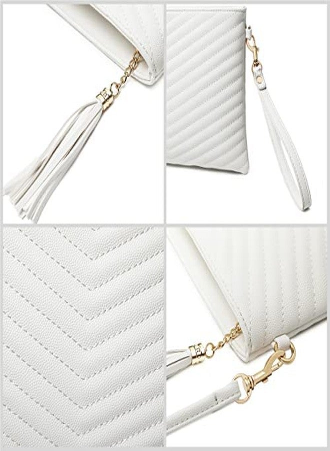 CYHTWSDJ Trendy Vegan Leather Shoulder Purses, Clutch Wallet with Wristlet Strap,Small tassel Crossbody Bags for Women (Black&Lg) - Image 5