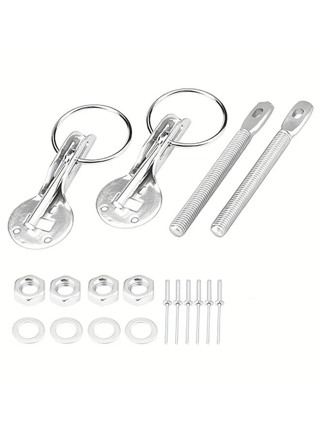Black Universal Racing Hood Lock Kit Aluminum Alloy Engine Cover Security Locks - Image 5
