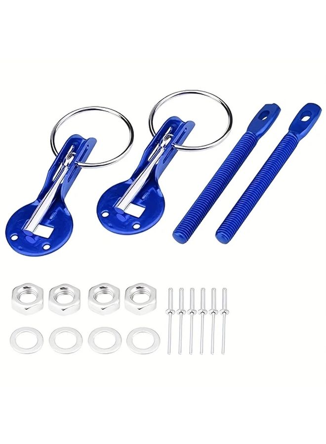 Black Universal Racing Hood Lock Kit Aluminum Alloy Engine Cover Security Locks - Image 3