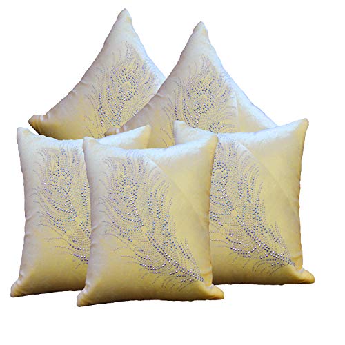 JDX Polyester 200TC Cushion Covers, 16X16 inches, Cream, 5 Pieces - Image 2