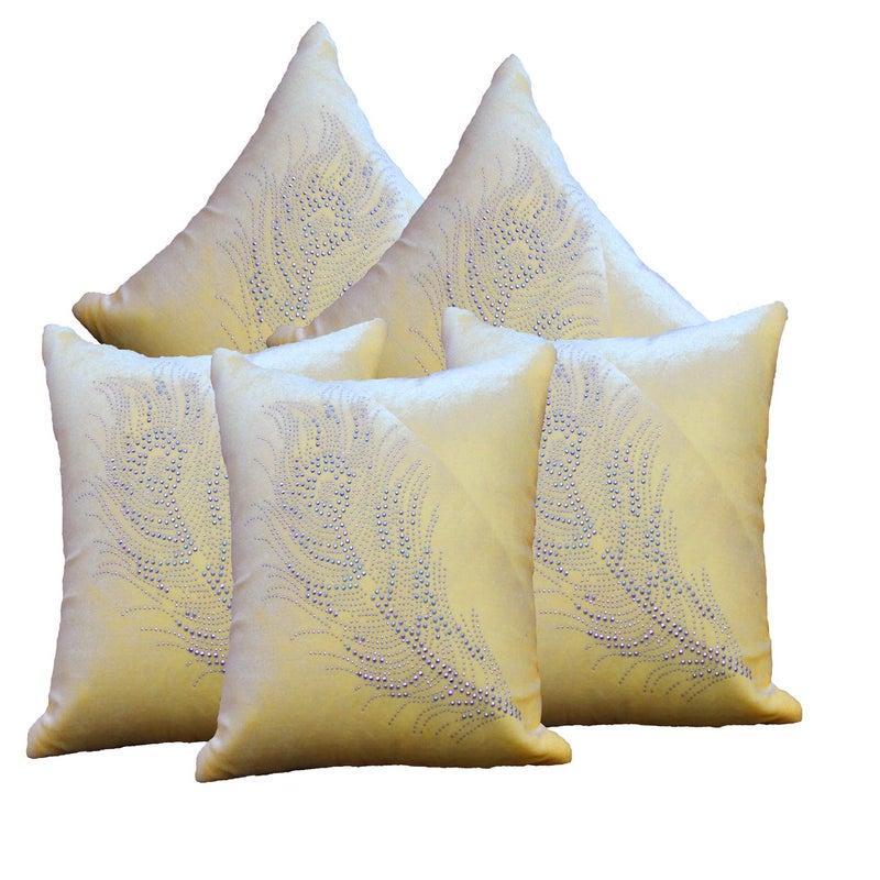 JDX Polyester 200TC Cushion Covers, 16X16 inches, Cream, 5 Pieces - Image 3