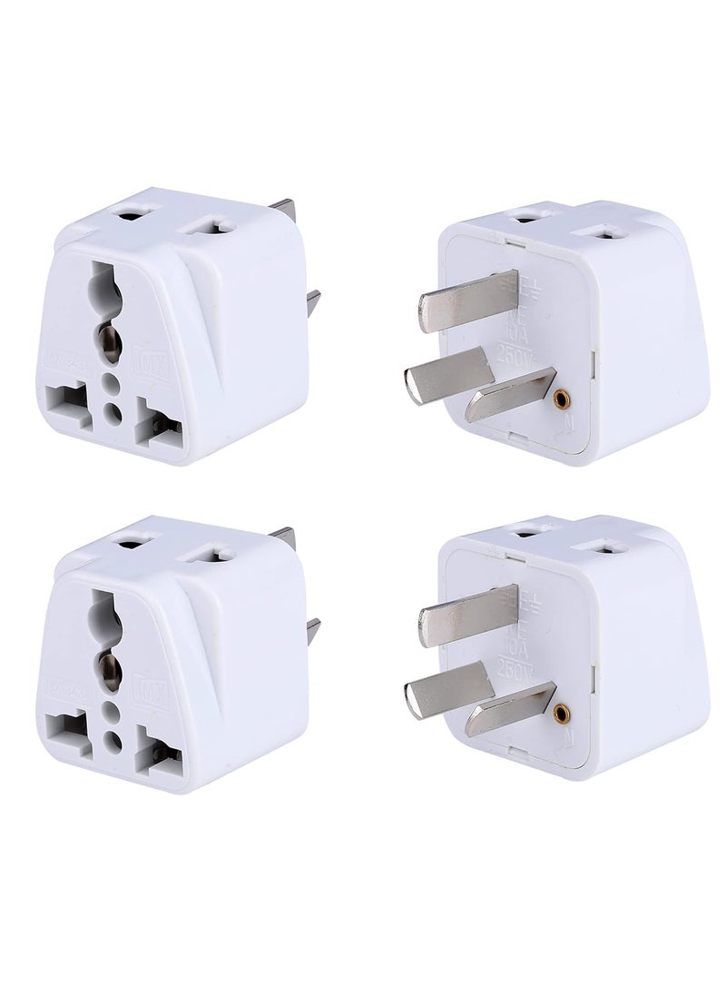 MX MX Universal Travel Adapter Type I India to Australia China New Zealand More 2 in 1 Conversion Plug for Home and Official use White Pack of 4  - Image 1