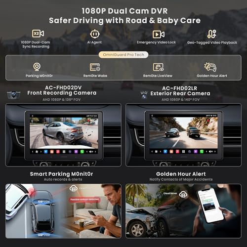ATOTOZONE 10.1" Android Double/Single-DIN Car Stereo, TwinSight Dual DVR & AI Vision,Floating Screen, Re-Mote LiveView, 7.1.2-Ch Audio, 8G+128G in-Dash Navi, 4G LTE，HDMI in, BLE IoT, ADS Protocol,X10G110E-R3 - Image 4