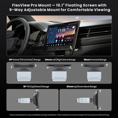 ATOTOZONE 10.1" Android Double/Single-DIN Car Stereo, TwinSight Dual DVR & AI Vision,Floating Screen, Re-Mote LiveView, 7.1.2-Ch Audio, 8G+128G in-Dash Navi, 4G LTE，HDMI in, BLE IoT, ADS Protocol,X10G110E-R3 - Image 2