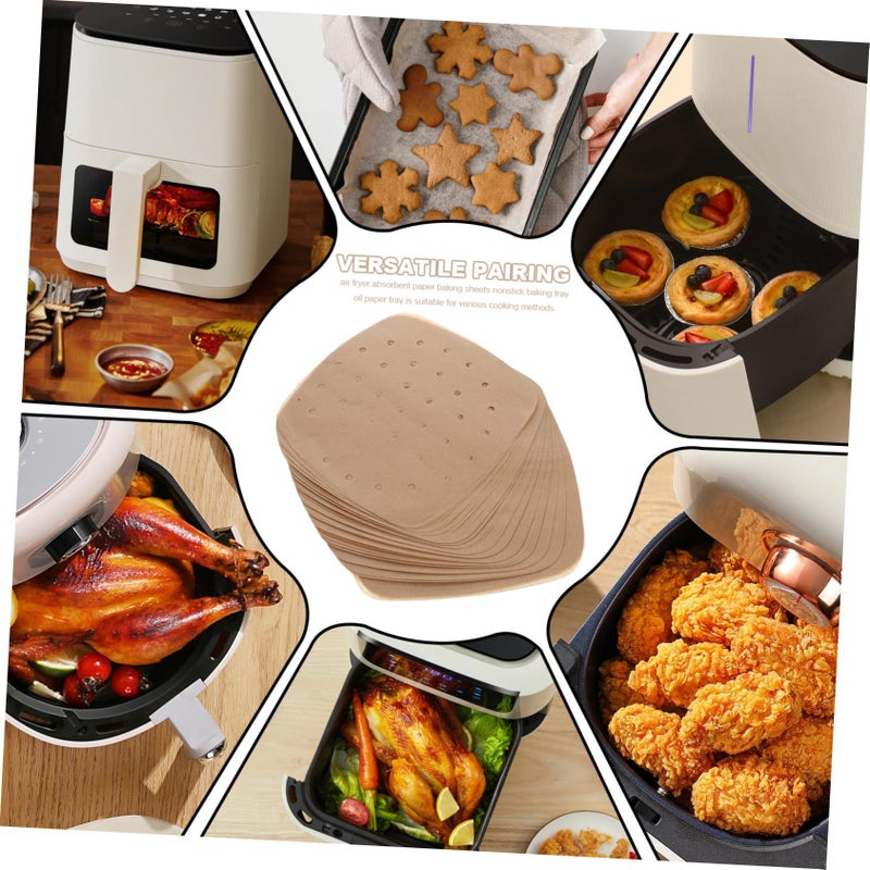 Non Stick Parchment Paper 100 Sheets Pre Cut with Holes for Air Fryer Oven Baking Oil Absorption - Image 4