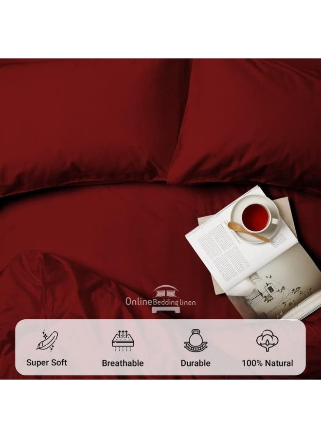 Short King Sheets Set - 4 Pc, 100% Egyptian Cotton 800 Thread Count Cotton Bed Sheets 72 x 75 RV, Hotel Quality Cotton Sheets for RV Mattress, Camper Sheets 12" Deep Pocket, Burgundy Solid  - Image 4