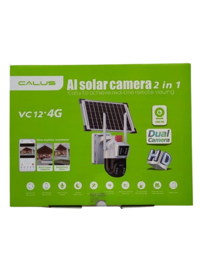CALUS Calus AI Solar Camera 2 in 1 Easy to achieve real-time remote viewing | VC 12 - 4G |Dual Camera | HD pixels Mobil Detection |Bidirectional Pan Tilt Full Color Night Vision | Black and White  - Image 1