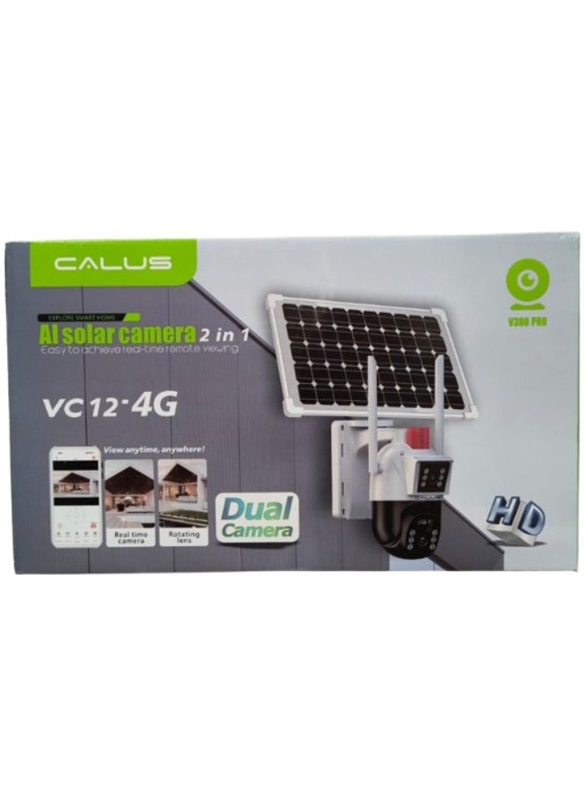 CALUS Calus AI Solar Camera 2 in 1 Easy to achieve real-time remote viewing | VC 12 - 4G |Dual Camera | HD pixels Mobil Detection |Bidirectional Pan Tilt Full Color Night Vision | Black and White  - Image 2