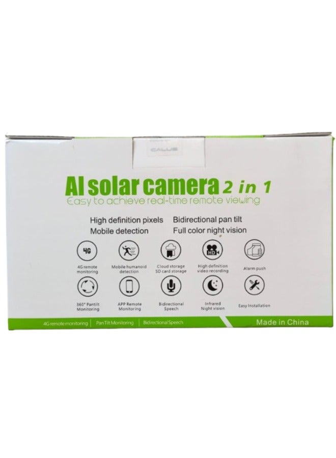 CALUS Calus AI Solar Camera 2 in 1 Easy to achieve real-time remote viewing | VC 12 - 4G |Dual Camera | HD pixels Mobil Detection |Bidirectional Pan Tilt Full Color Night Vision | Black and White  - Image 3