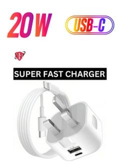 20W USB-C PD Fast Charger & Cable for iPhone 14, 13, 12, 11 Pro, XR, XS