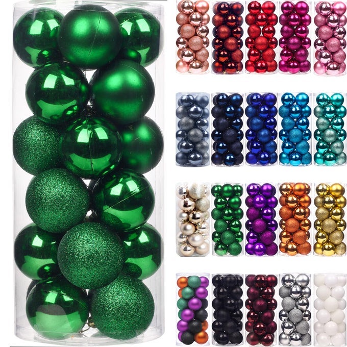 24Pcs Christmas Balls Ornaments for Xmas Tree 25 Inch Shatterproof Christmas Tree Decorations Hanging Ball for Holiday Wedding Party Decoration Grass Green
