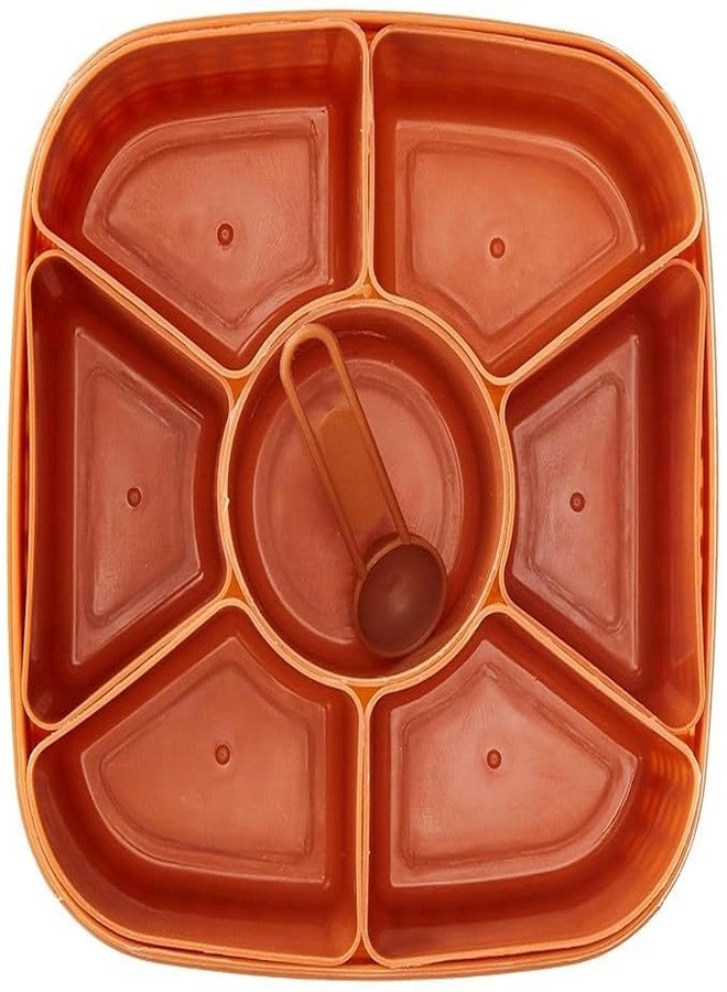 KITCHEN CRAFTOPIA® Rangoli Masala Box | 7 Compartment Plastic Spice Box with Spoon | Airtight Masala Organizer for Kitchen | Multipurpose Storage for Spices, Dry Fruits & Mukhwas (Brown) - Image 5