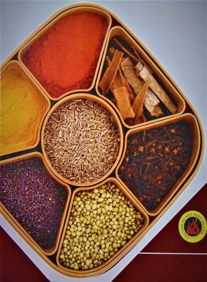 KITCHEN CRAFTOPIA® Rangoli Masala Box | 7 Compartment Plastic Spice Box with Spoon | Airtight Masala Organizer for Kitchen | Multipurpose Storage for Spices, Dry Fruits & Mukhwas (Brown) - Image 2