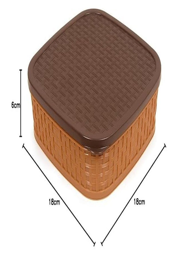 KITCHEN CRAFTOPIA® Rangoli Masala Box | 7 Compartment Plastic Spice Box with Spoon | Airtight Masala Organizer for Kitchen | Multipurpose Storage for Spices, Dry Fruits & Mukhwas (Brown) - Image 3