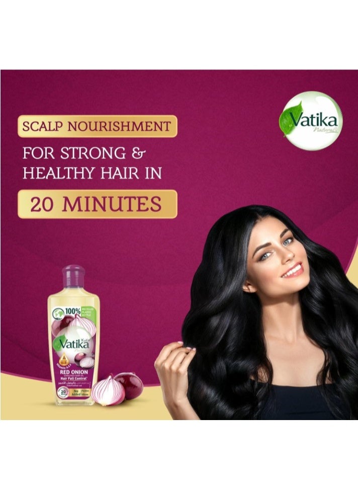 Vatika Naturals Onion Hair Oil 200ml | Vitamins A, E, F | For Hair Growth & Hair Fall Control | Scalp Nourishment in 20 minutes | No Parabens, Sulphates or Silicones - Image 2