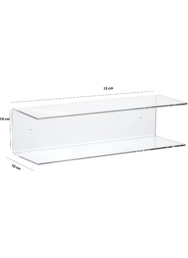 Horoof Home Horoof Home® Clear Acrylic Wall Shelf – 15x10x10 cm, Floating Shelf for Bathroom, Kitchen & Living Room  - Image 2