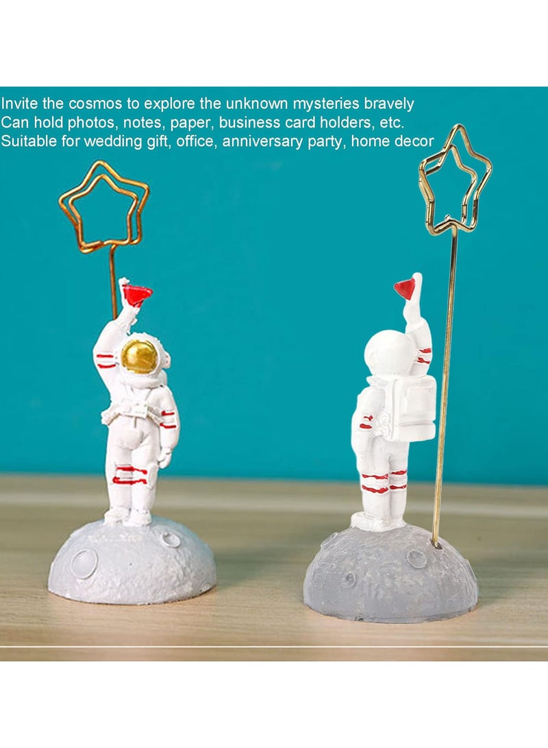 GGOOT Cute Astronaut Table Card Memo Holder Stand, Photo Clips Holder Desk Stand For Memo Paper Note Monmory Photo Christmas Wedding Number Card Display  - Image 4