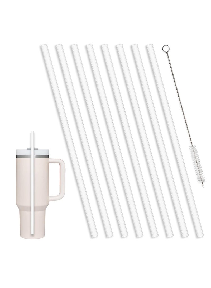 8 Pack Replacement Straws Compatible with Stanley 40/30 oz Cup Tumbler, Reusable Plastic Straws with Cleaning Brush, Compatible with Stanley Adventure Travel Tumbler Accessories（12.5inch Long）  - Image 1
