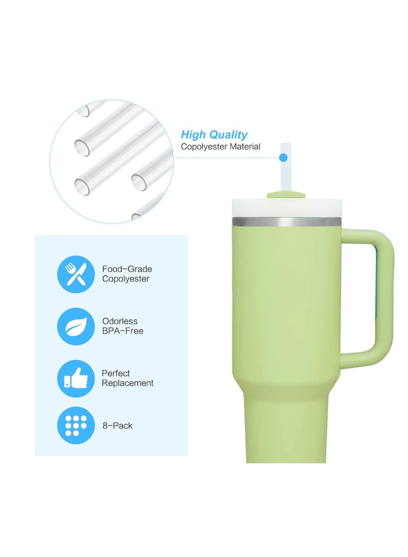 8 Pack Replacement Straws Compatible with Stanley 40/30 oz Cup Tumbler, Reusable Plastic Straws with Cleaning Brush, Compatible with Stanley Adventure Travel Tumbler Accessories（12.5inch Long）  - Image 2