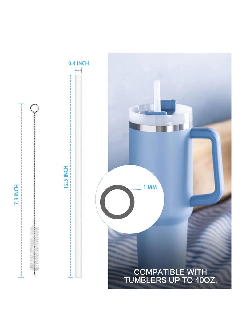 8 Pack Replacement Straws Compatible with Stanley 40/30 oz Cup Tumbler, Reusable Plastic Straws with Cleaning Brush, Compatible with Stanley Adventure Travel Tumbler Accessories（12.5inch Long）  - Image 3