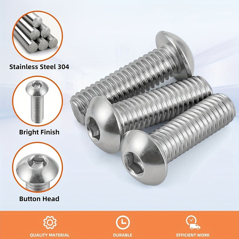 M5 X 16mm Hex Socket Cap Screws Full Thread Bright Finish Machine Bolts 20 Pcs - Image 5