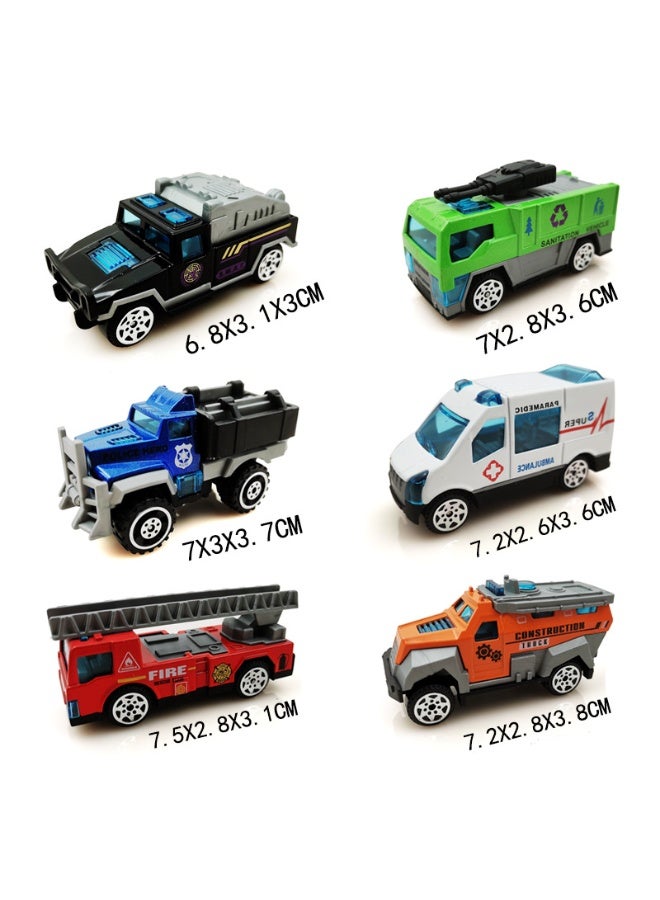 هالامودو مقياس 1:64 6 قطع سباكة محاكاة سحب القوة التحكم طراز السيارة -مصغرة مدينة ألعاب السيارات، بما في ذلك شاحنة السلم وغيرها من المركبات الجيب الحجم، موديل المصبوب مجموعة السيارات موديل، هدية عيد الميلاد للأولاد والبنات (7*2.8*3.6 سم) - Image 2