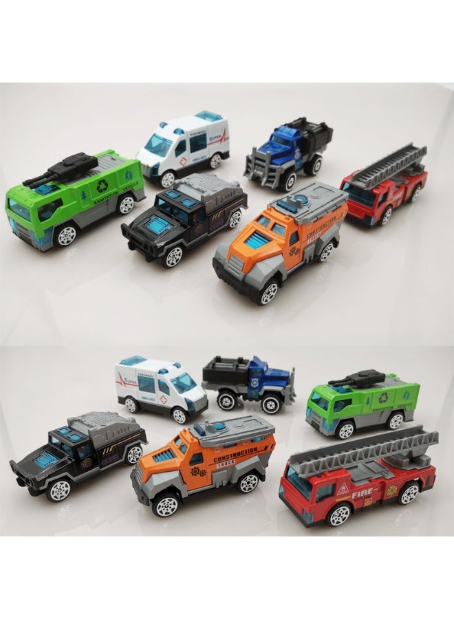 هالامودو مقياس 1:64 6 قطع سباكة محاكاة سحب القوة التحكم طراز السيارة -مصغرة مدينة ألعاب السيارات، بما في ذلك شاحنة السلم وغيرها من المركبات الجيب الحجم، موديل المصبوب مجموعة السيارات موديل، هدية عيد الميلاد للأولاد والبنات (7*2.8*3.6 سم) - Image 3